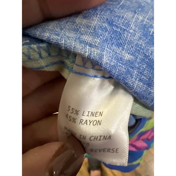 Christian Siriano size medium colorful linen blend cropped pants - Picture 4 of 4